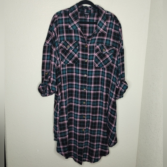 Torrid Flannel Gauze Oversized Shacket Size 3X - Picture 2 of 7